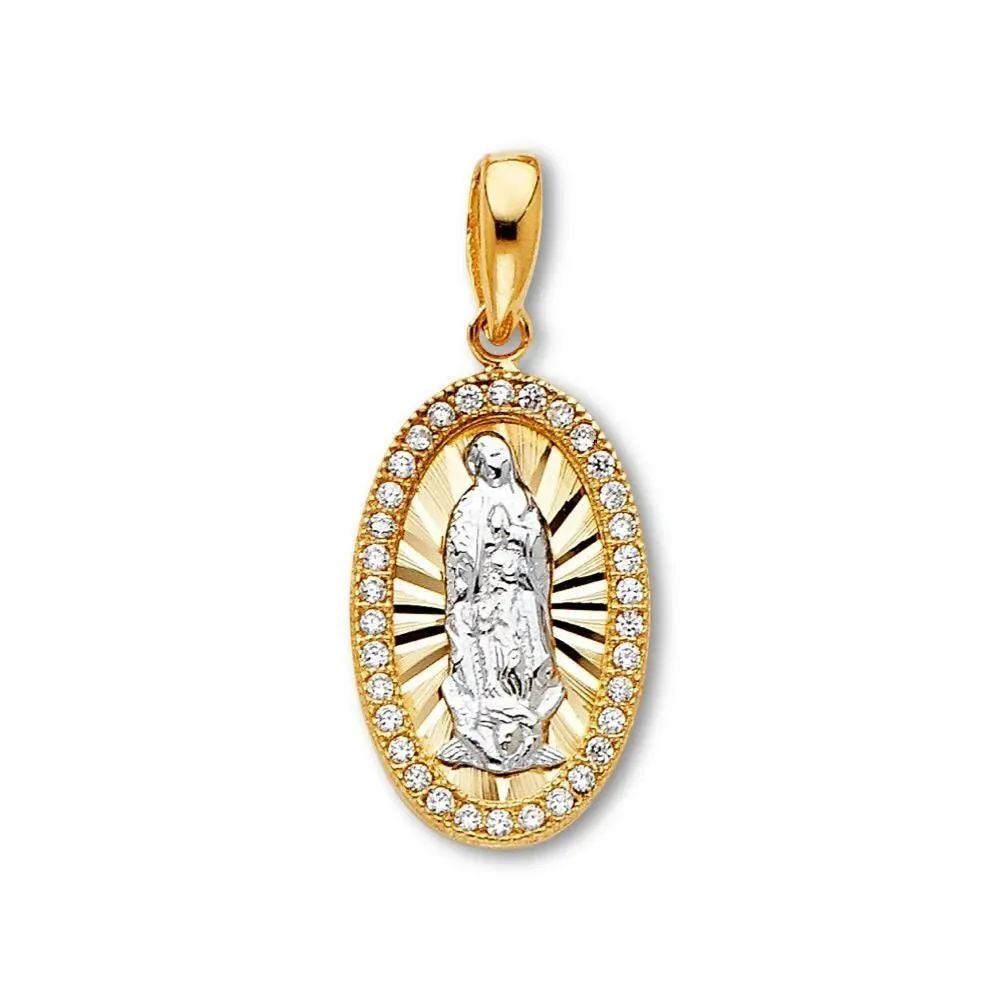 14K Two-Tone Gold Our Lady of Guadalupe Pendant By Tehrani Jewelry